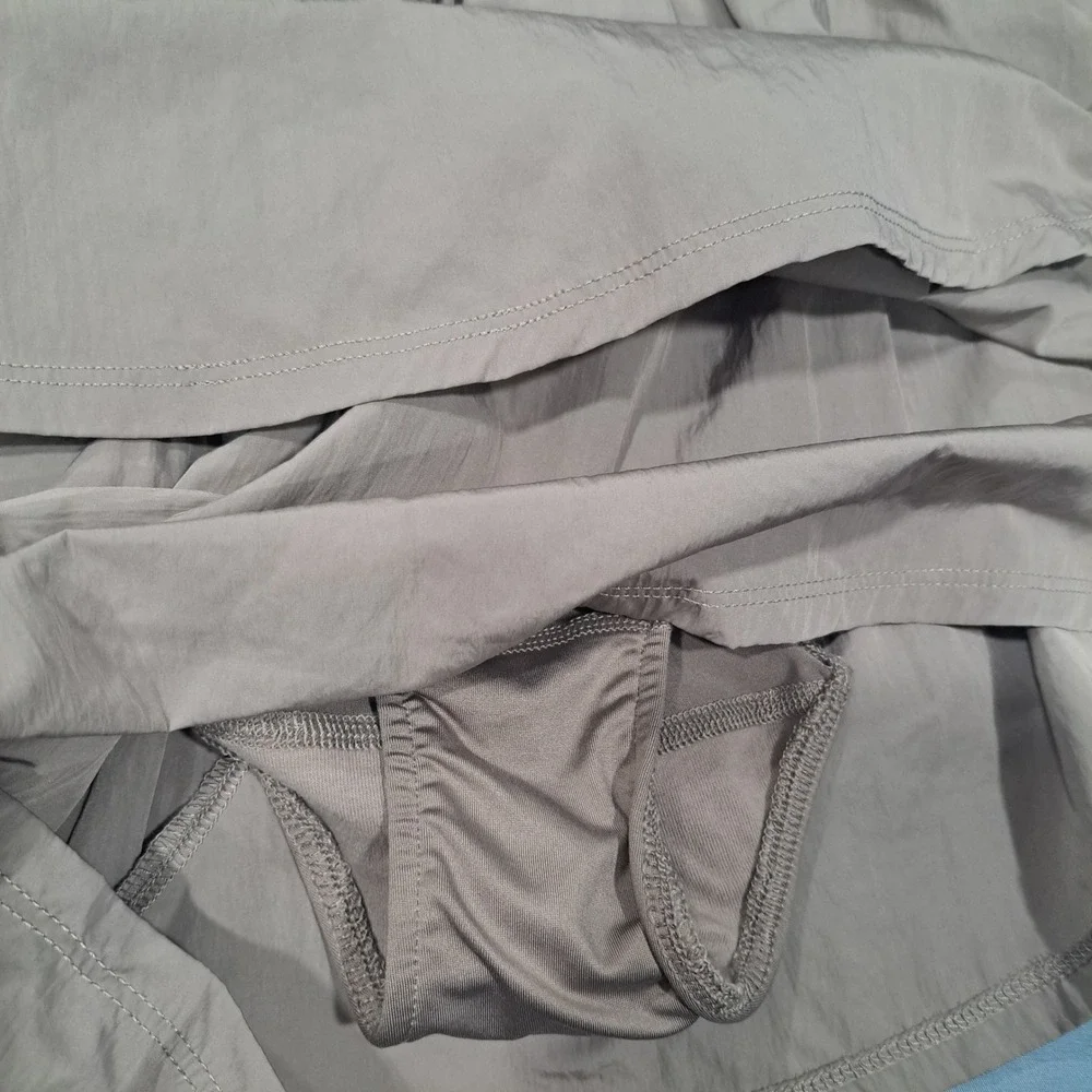 Yogalicious Womens‎ High Waisted Smocked Active Skort Taupe Gray Small RN144527
